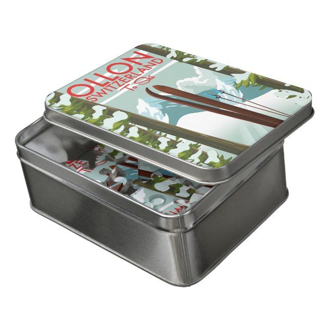 Ollon Switzerland Ski  Jigsaw Puzzle (Lid Open)