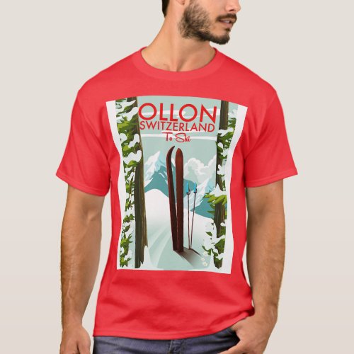 Ollon Switzerland Ski poster T_Shirt