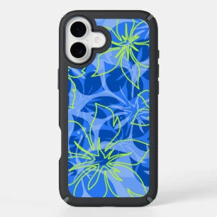Olowalu Hibiscus Hawaiian Camo Aloha Blue iPhone 16 Plus Case