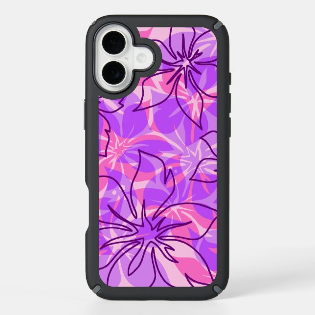 Olowalu Hibiscus Hawaiian Camo Aloha Pink Speck iPhone Case (Front)