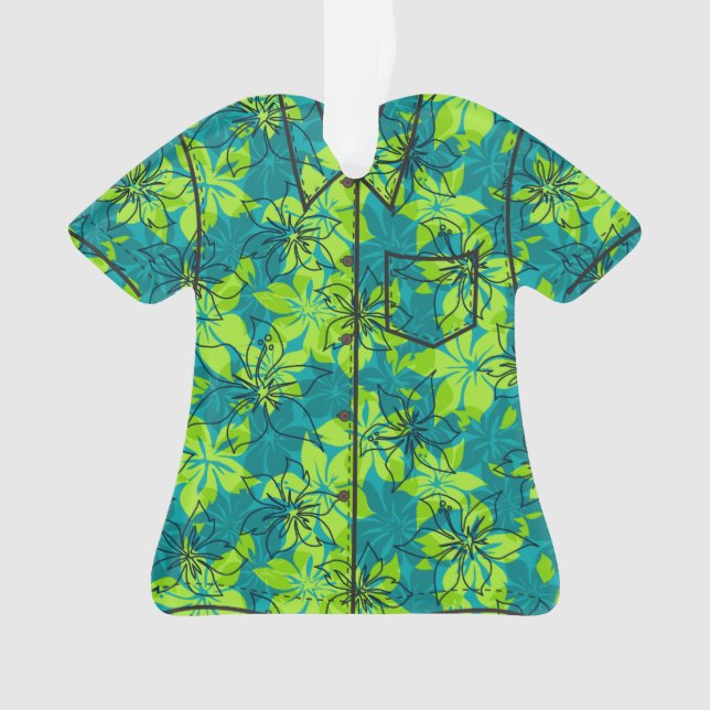 Olowalu Hibiscus Hawaiian Camo Aloha Shirt Ornament (Front)