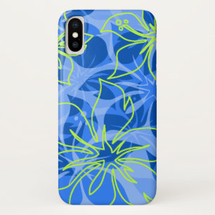 Olowalu Hibiscus Hawaiian Camo Blue iPhone X Case