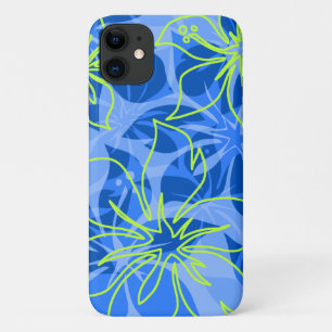 Olowalu Hibiscus Hawaiian Camo Blue iPhone 11 Case