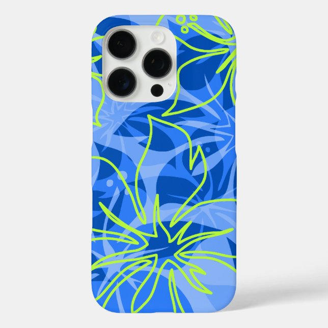 Olowalu Hibiscus Hawaiian Camo Blue Case-Mate iPhone Case (Back)