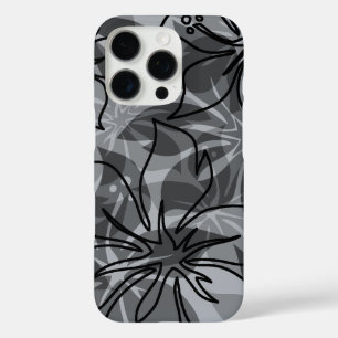 Olowalu Hibiscus Hawaiian Camo Gray iPhone 16 Pro Case