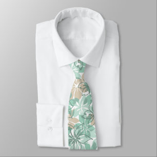 Olowalu Hibiscus Hawaiian Camo - Mint Neck Tie