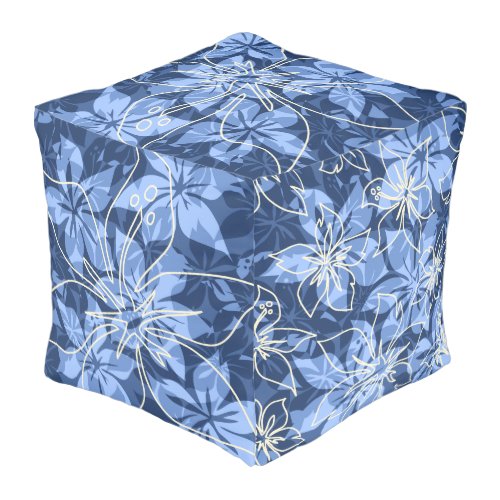 Olowalu Hibiscus Hawaiian Camo Reversible Pouf