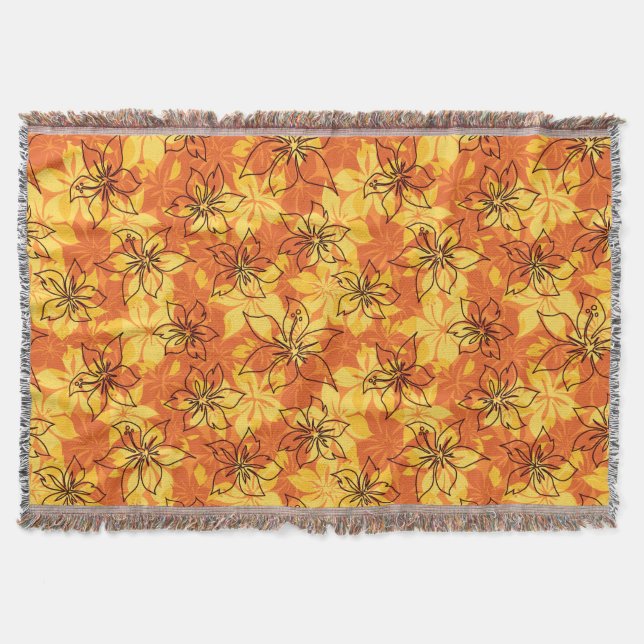 Olowalu Hibiscus Hawaiian Camo Throw Blankets (Front)