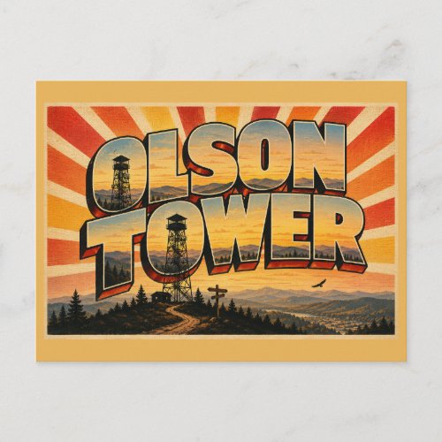 Olson Tower WV Fire Lookout Mountain Art Postcard