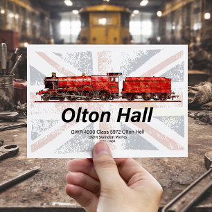 Olton Hall Vintage Steam Train English Locomotive Postcard