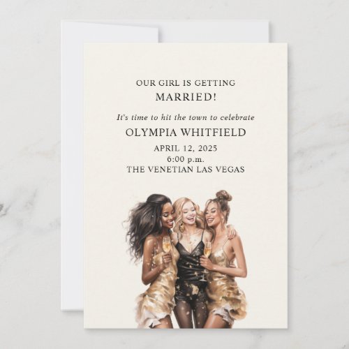 OLYMPIA Fashionable Friends Bachelorette Party Invitation