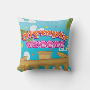 Olympia Greece travel poster. Throw Pillow