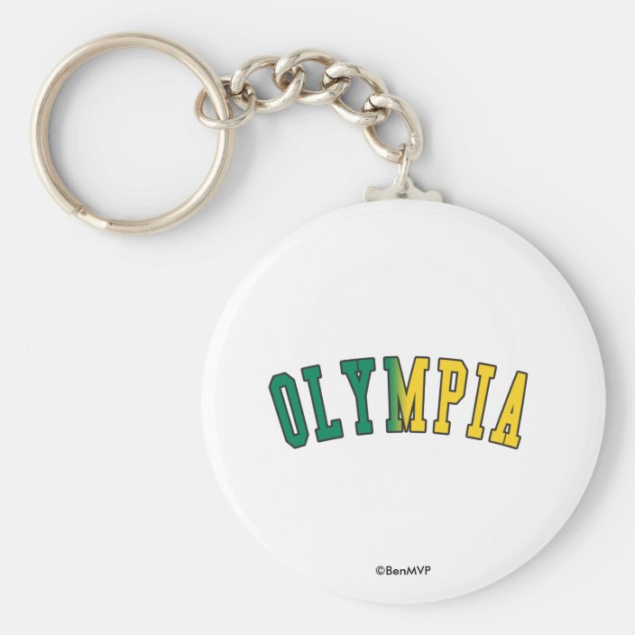 Olympia in Washington State Flag Colors Keychain