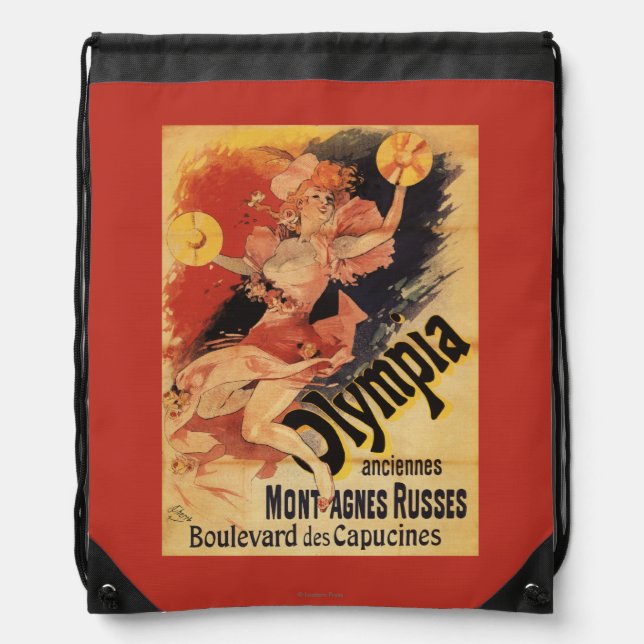 Olympia Nightclub Girl Crashing Cymbals Drawstring Bag (Front)