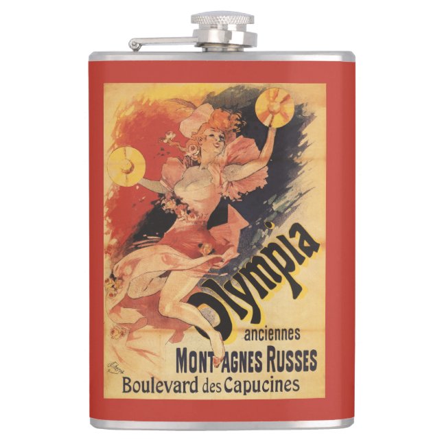 Olympia Nightclub Girl Crashing Cymbals Flask (Front)