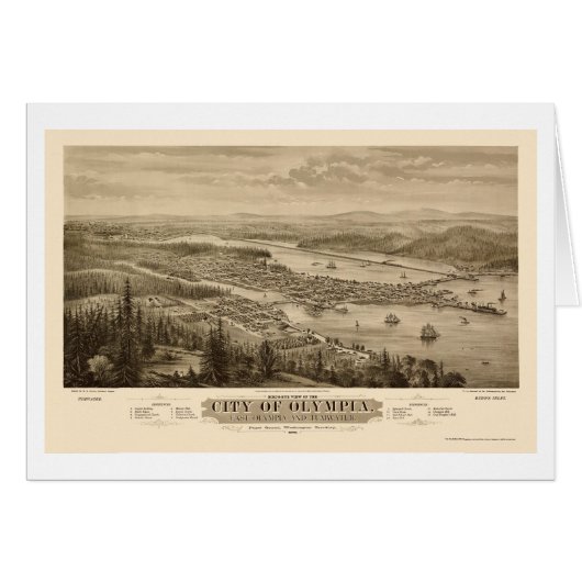Olympia, WA Panoramic Map - 1879 Cards (Front Horizontal)