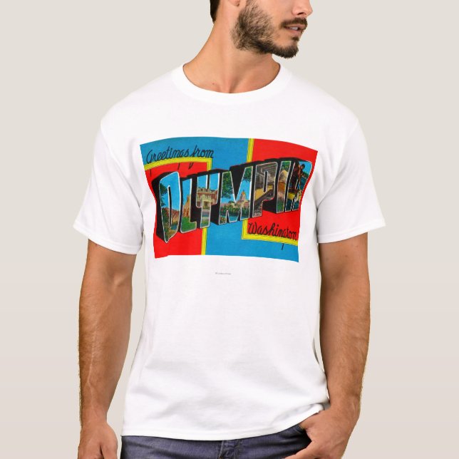 Olympia, Washington - Large Letter Scenes 2 T-Shirt (Front)