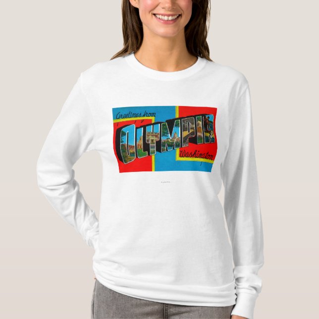 Olympia, Washington - Large Letter Scenes 2 T-Shirt (Front)