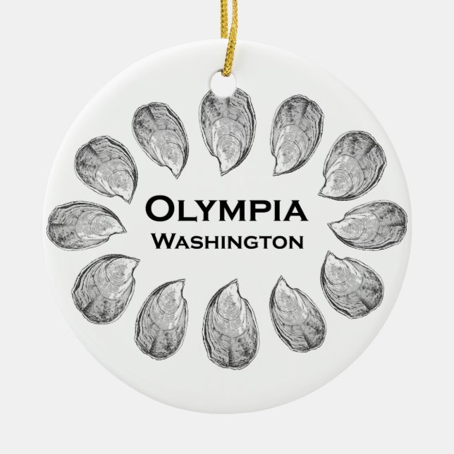 Olympia Washington Oysters Ceramic Ornament (Front)