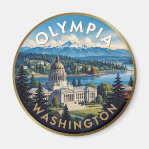 Olympia Washington Puget Sound Travel Art Magnet