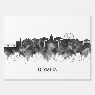 Olympia Washington Skyline BW Sign