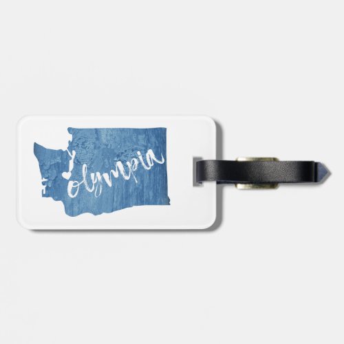 Olympia Washington Wood Grain Luggage Tag