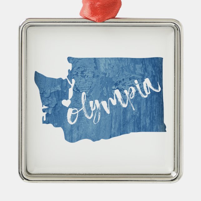 Olympia Washington Wood Grain Metal Ornament (Front)