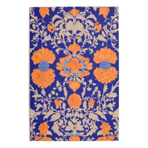 Olympian Blue and Tangerine Orange Floral Elegance Metal Print