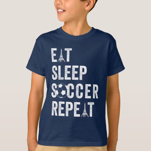 olympic game eat sleep soccer repeat player foot T_Shirt