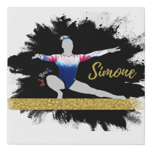 Olympic Gymnast Silhouette Art Faux Canvas Print