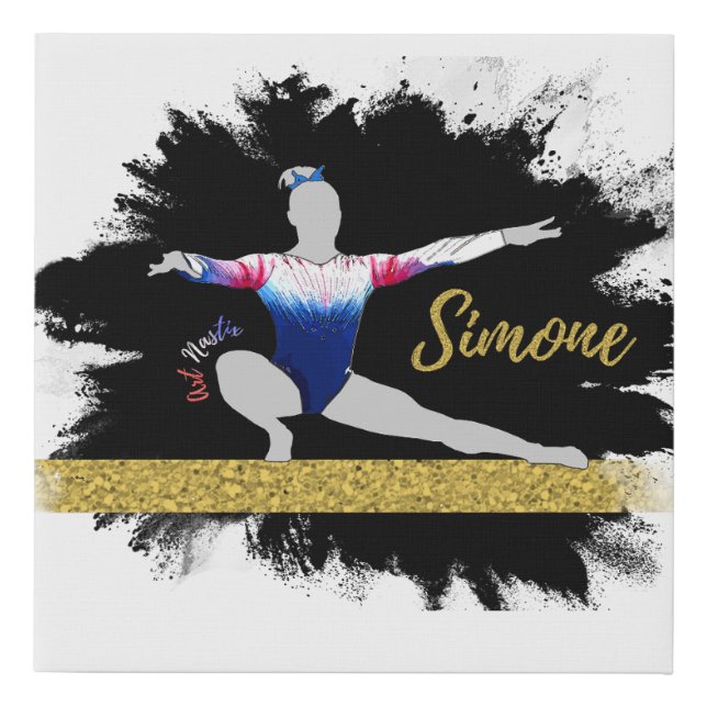 Olympic Gymnast Silhouette Art Faux Canvas Print (Front)