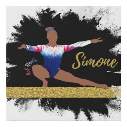 Olympic Gymnast Silhouette Art Faux Canvas Print