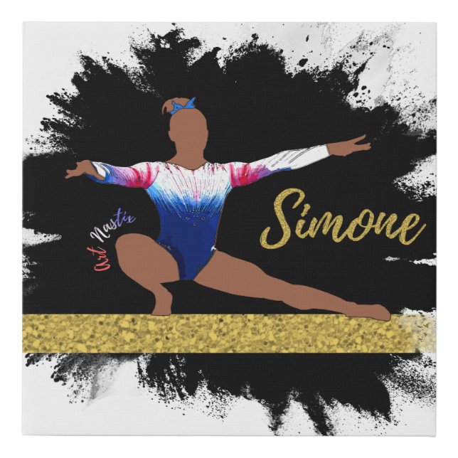 Olympic Gymnast Silhouette Art Faux Canvas Print (Front)