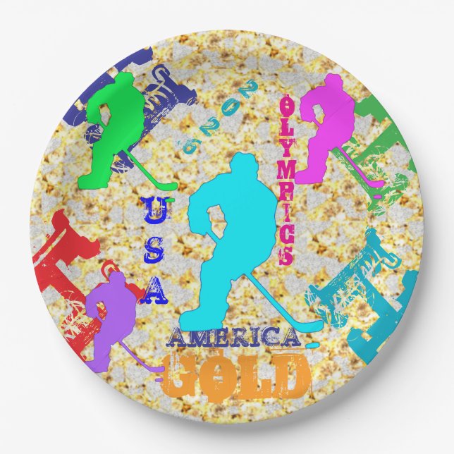 OLYMPIC HOCKEY PAPER PLATES (Front)