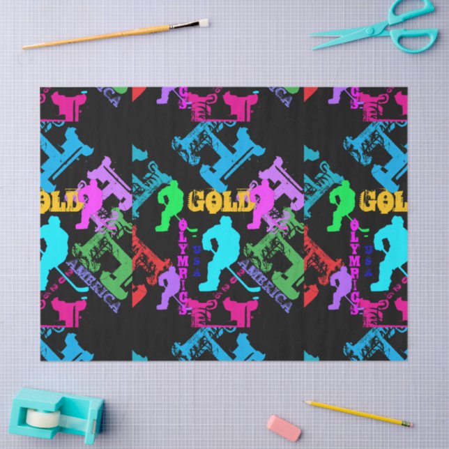 OLYMPIC HOCKEY PRINTED BACKPACK TISSUE PAPER (Craft)