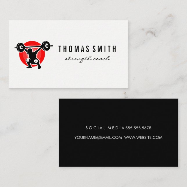 Olympic Lift | Weight Training Logo Business Card (Front/Back)