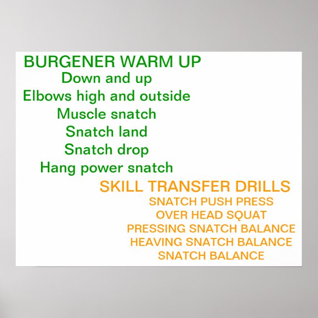 Olympic Lifting Warm-Up Poster (Front)