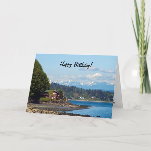 Olympic Mountains from Pt Defiance Birthday Card