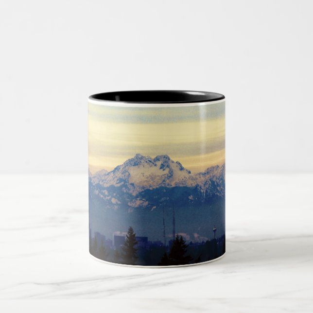 Olympic Mountains from Sammamish Two-Tone Coffee Mug (Center)