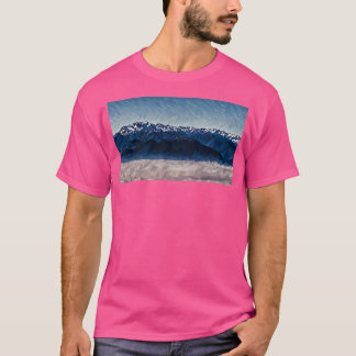 Olympic Mountains Over Clouds (Poly Art) Long T-Shirt