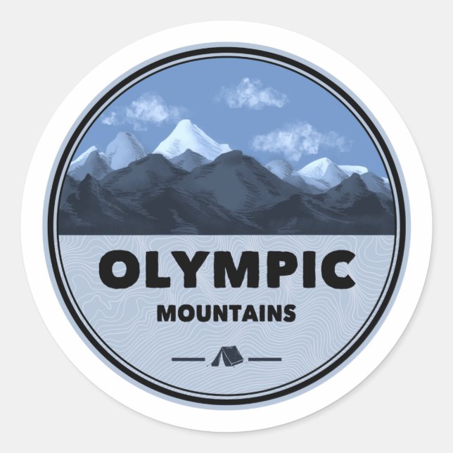 Olympic Mountains Washington Camping Classic Round Sticker (Front)
