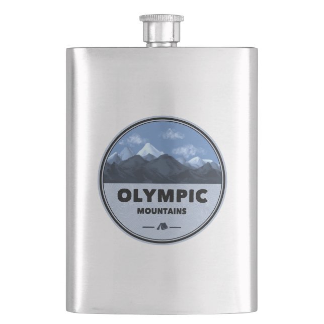 Olympic Mountains Washington Camping Flask (Front)