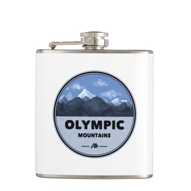 Olympic Mountains Washington Camping Flask (Front)