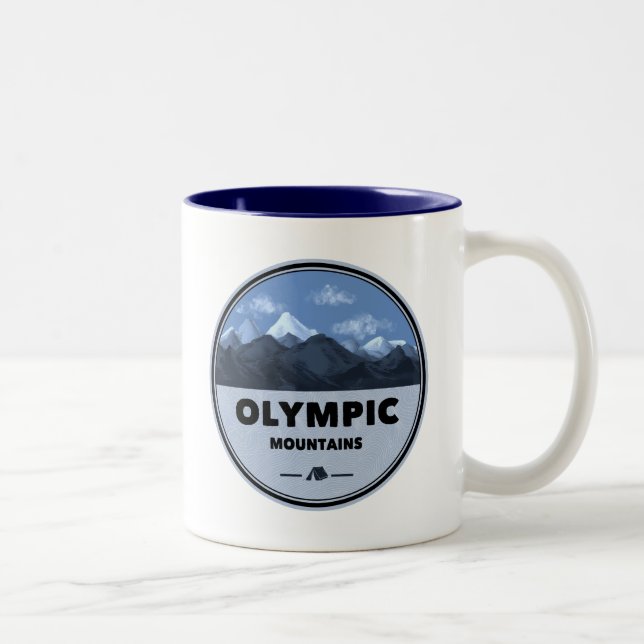 Olympic Mountains Washington Camping Two-Tone Coffee Mug (Right)