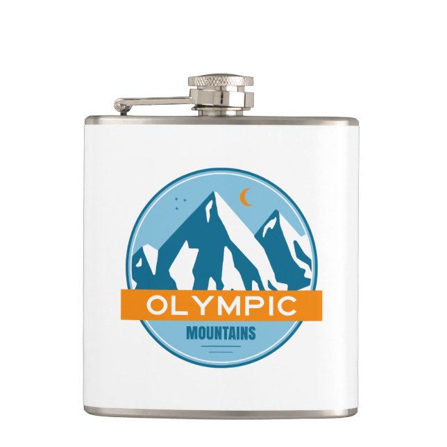 Olympic Mountains Washington Flask (Front)