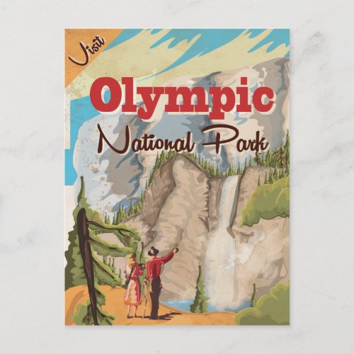 Olympic nation park Vintage Travel Poster Postcard