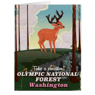 Olympic National Forest USA travel poster Cards