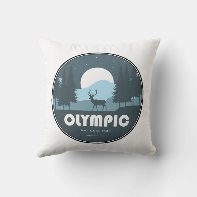 Olympic National Park Deer Throw Pillow (Back)