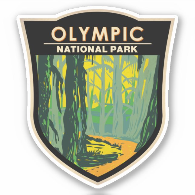 Olympic National Park Hoh Rainforest Badge Sticker (Front)