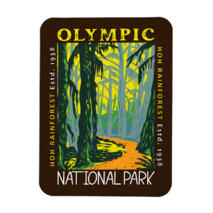 Olympic National Park Hoh Rainforest Distressed  Magnet